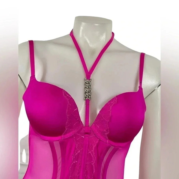 La Senza Bustier Corset  Hot Pink With Jewels - Picture 2 of 8